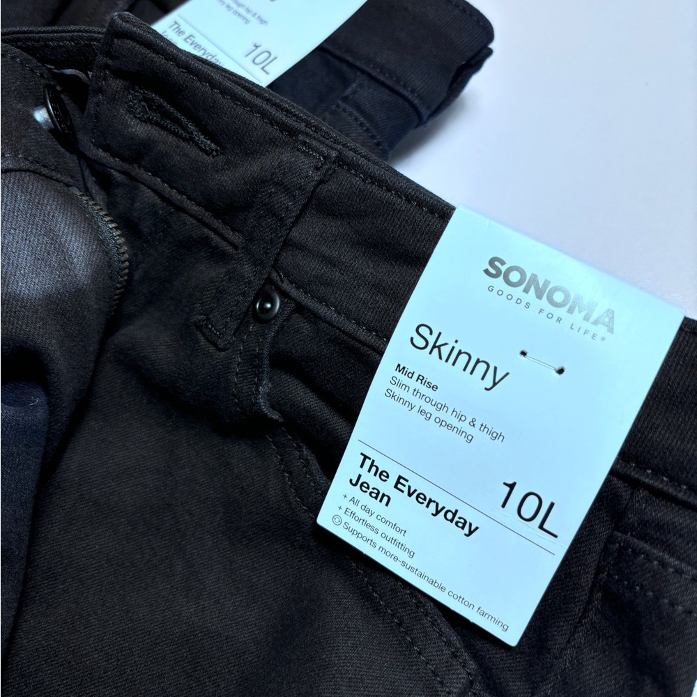 2 pair NWT Sonoma skinny jeans Black 10 tall